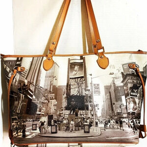 Borsette print PVC leather tote handbag